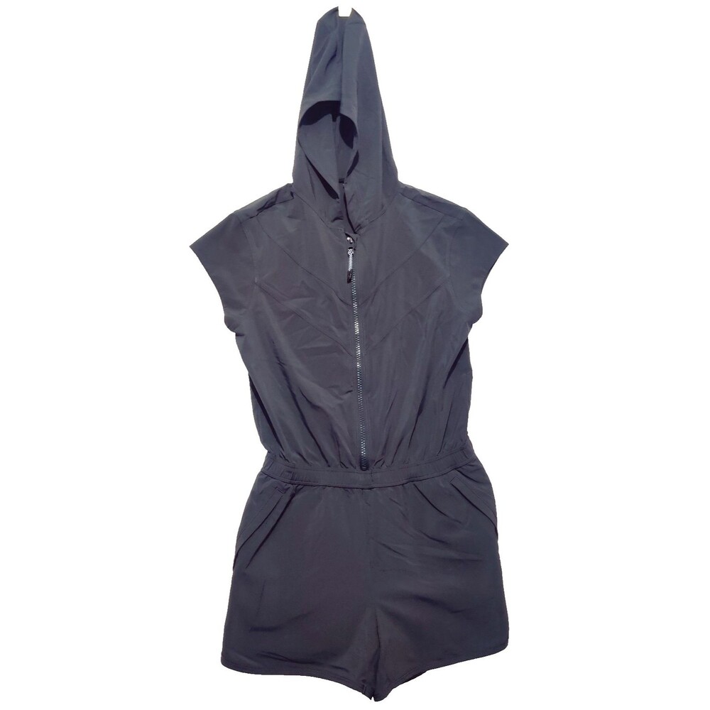 Girl’s Athleta Zip Short Sleeve Hooded Athletic Romper Size L(12) With Pockets